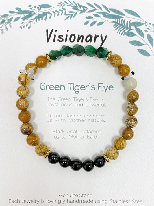 Stone Bracelet SS - Green Tiger's Eye