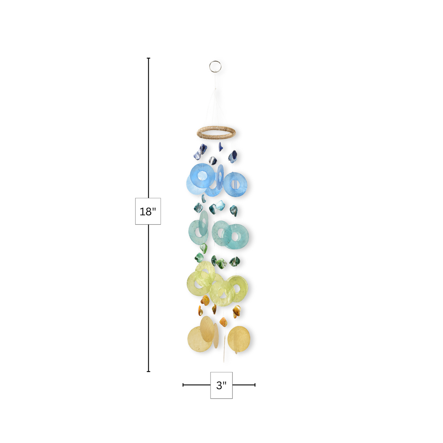 Capiz Chime Round - Blue / Green