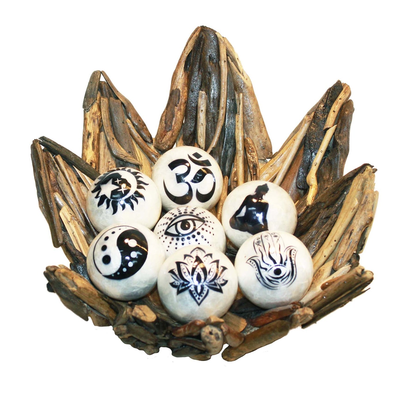 Capiz Laminated Balls - Black and White