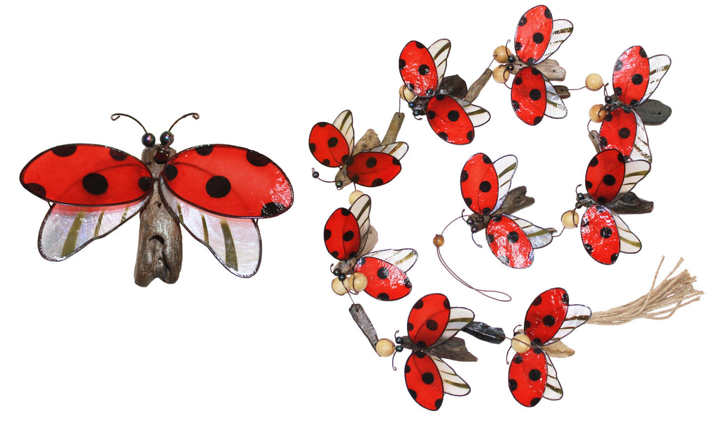 Ladybug Driftwood Capiz Garland