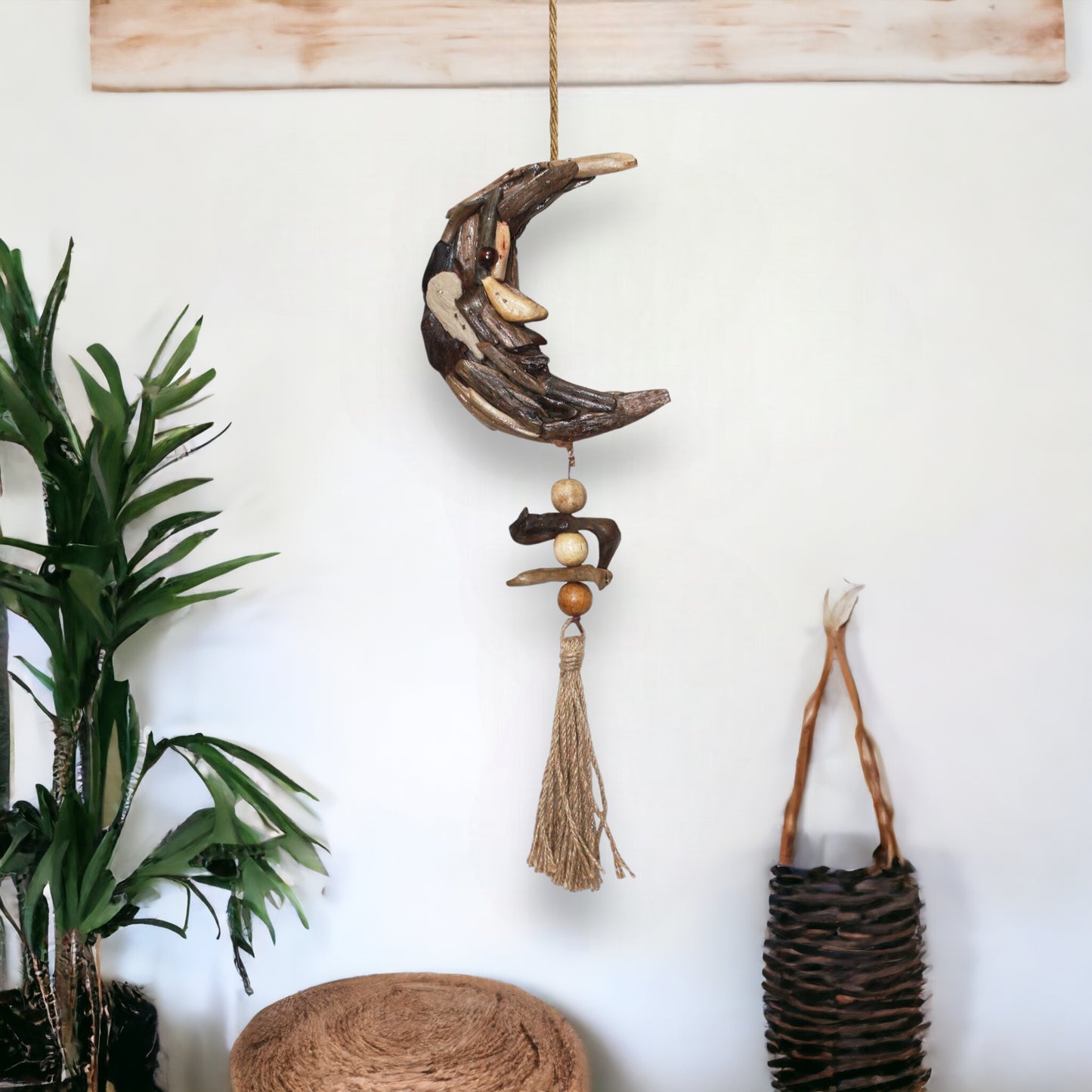 Hanging Driftwood Moon Ornament