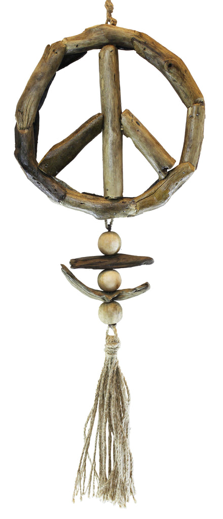 Hanging Driftwood Peace Sign Ornament