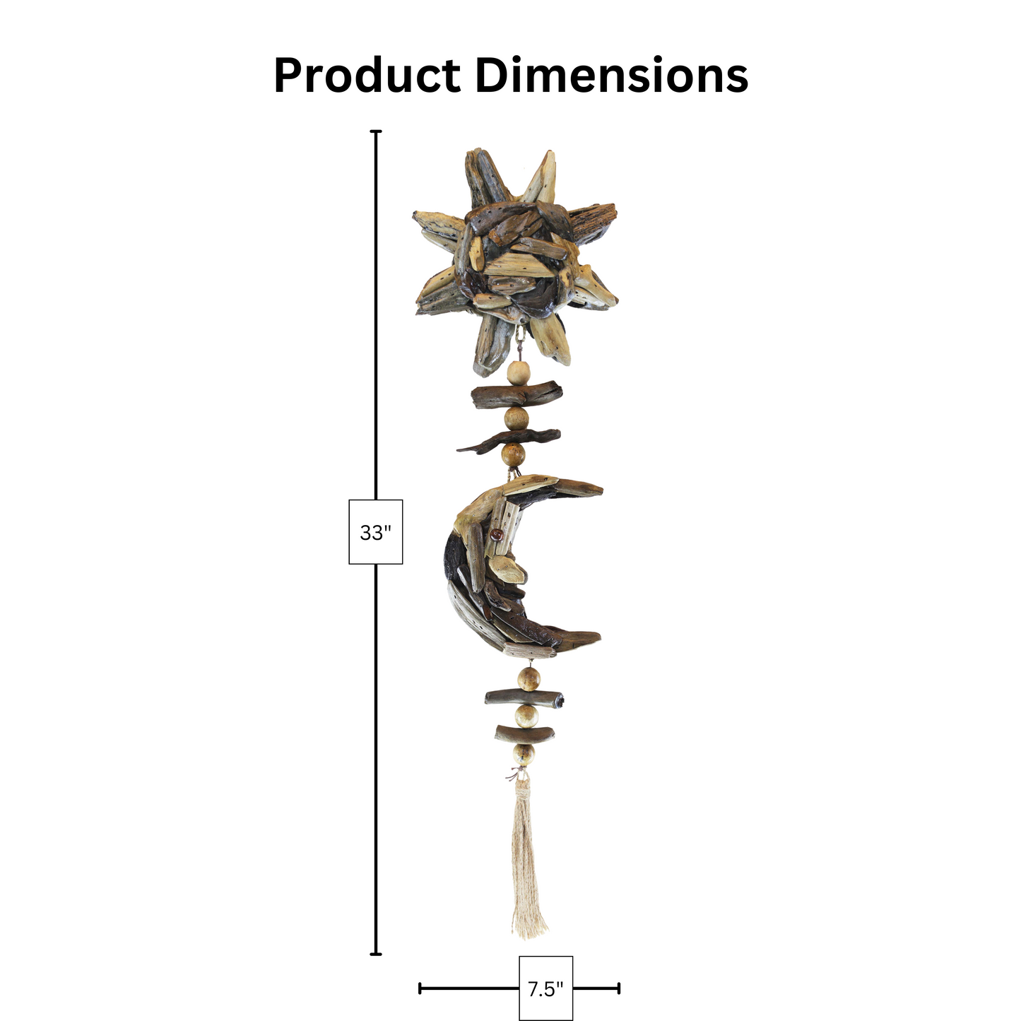 Hanging Driftwood Double Sun and Moon Ornament