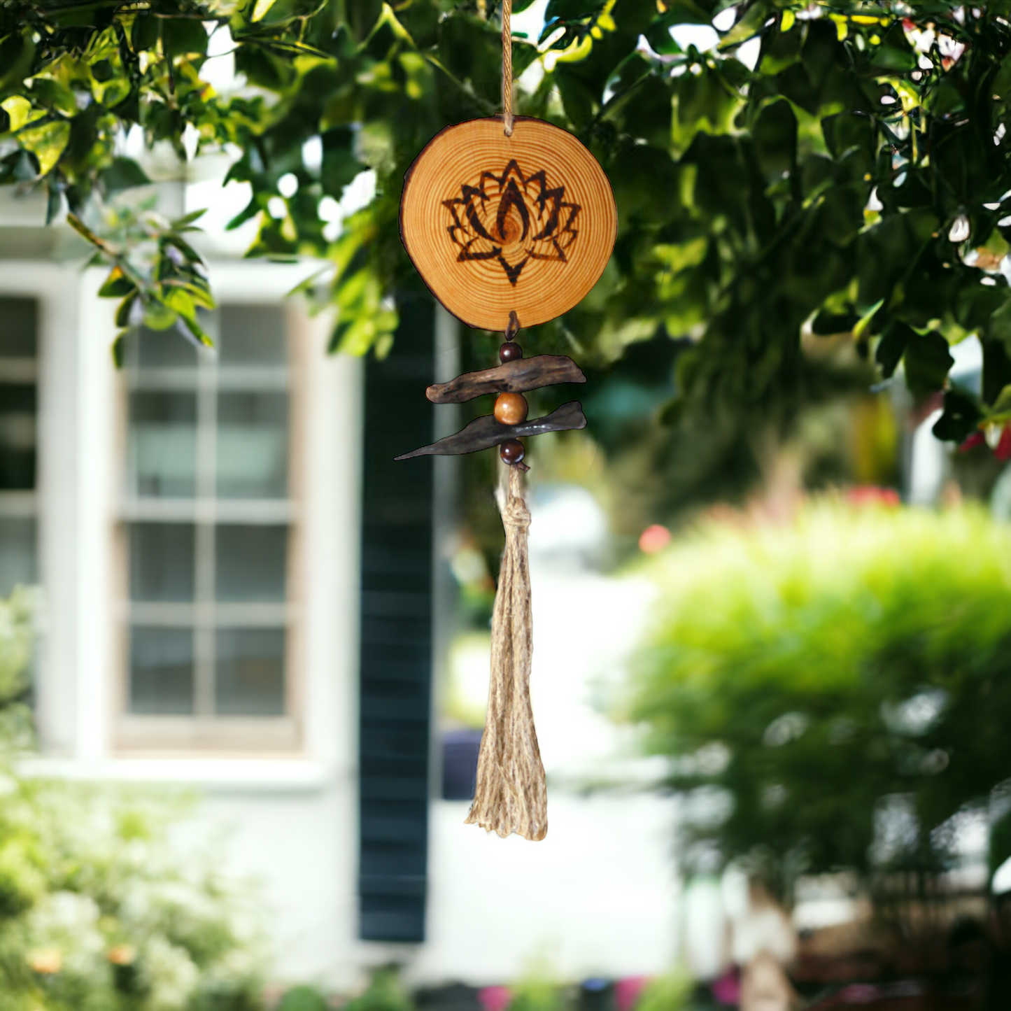 Lotus Hanging Pine Slice