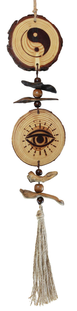 Double Yin Yang and Mod Eye Hanging Pine Slice