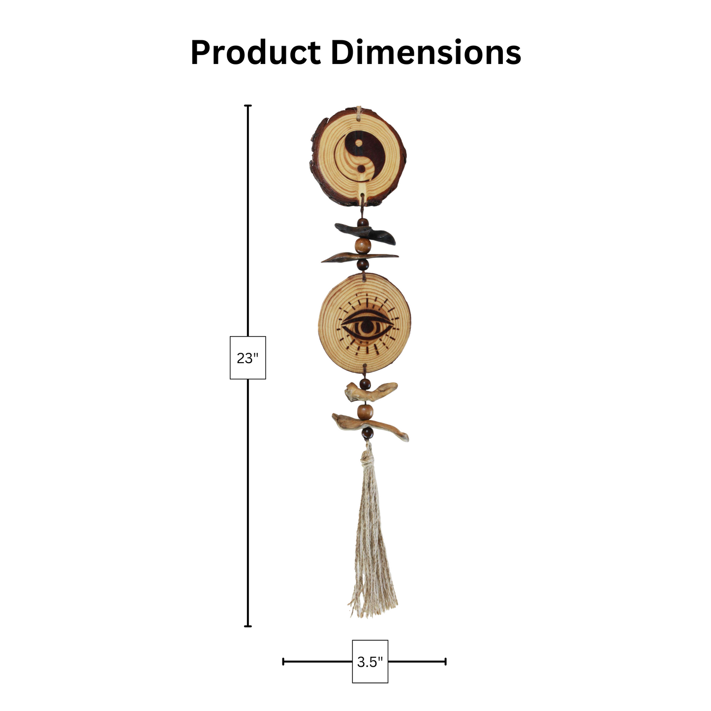 Double Yin Yang and Mod Eye Hanging Pine Slice