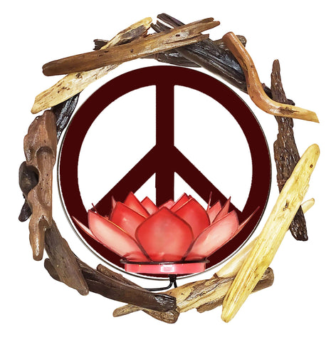 Driftwood Peace Sign Lotus Sconce