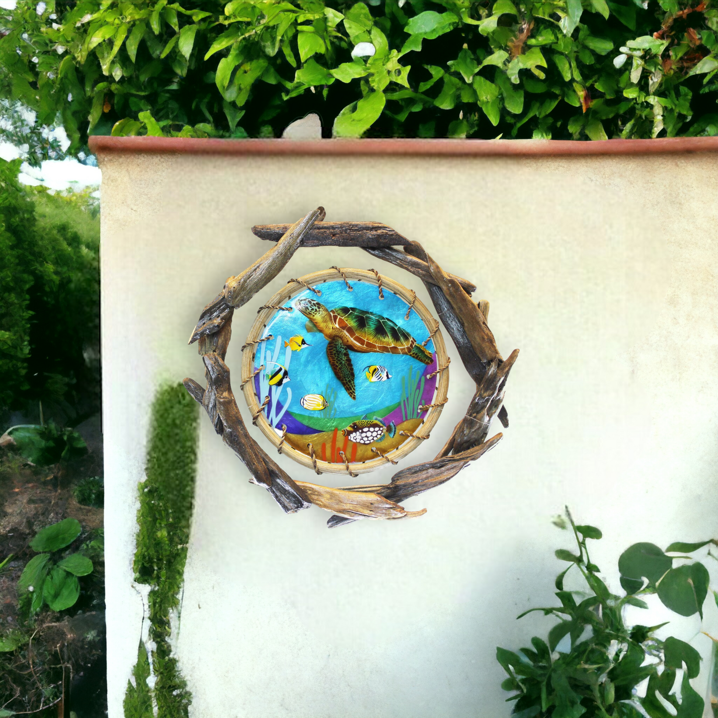 Turtle - Rattan and Driftwood Wall Art