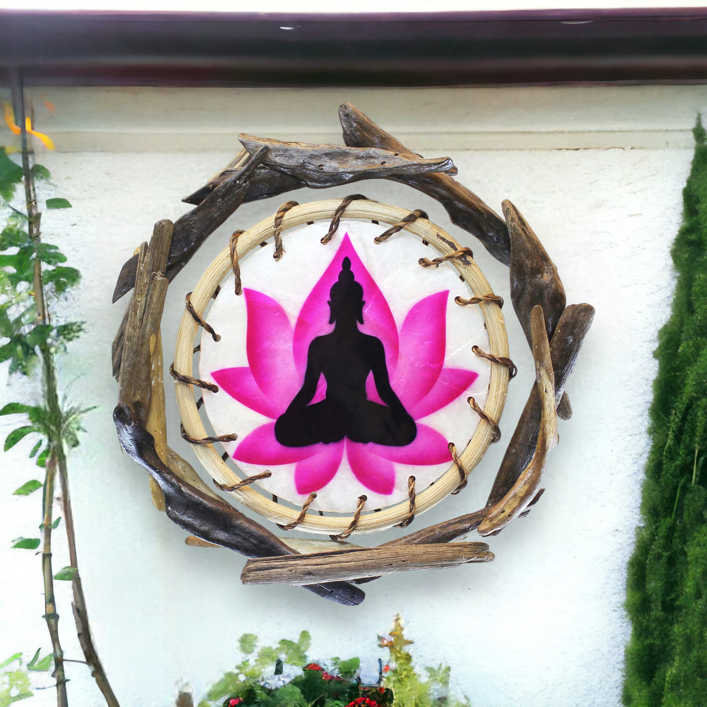 Yoga - Rattan and Driftwood Wall Art