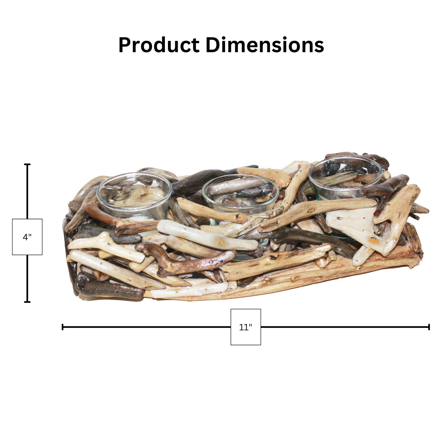 Driftwood Triple Votive Candle Holder