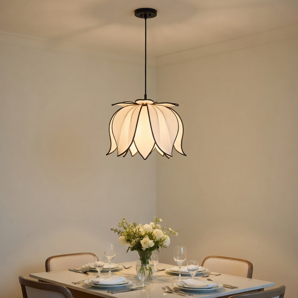 Hanging Blooming Lotus Lamp - White