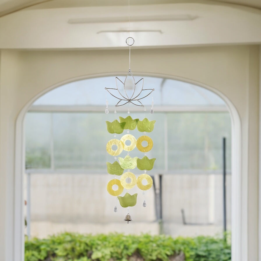 Capiz Lotus Wire Chime - Yellow