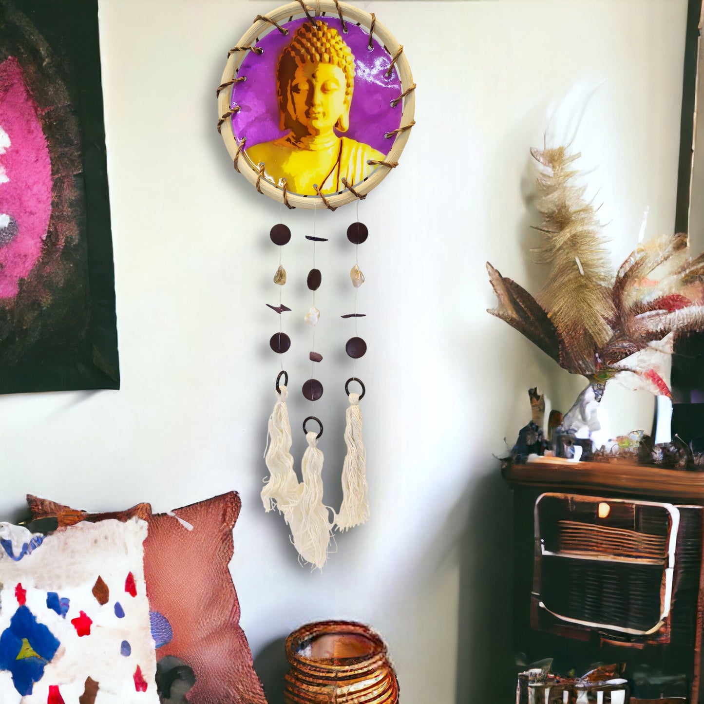 Buddha - Rattan Ring Capiz Chime