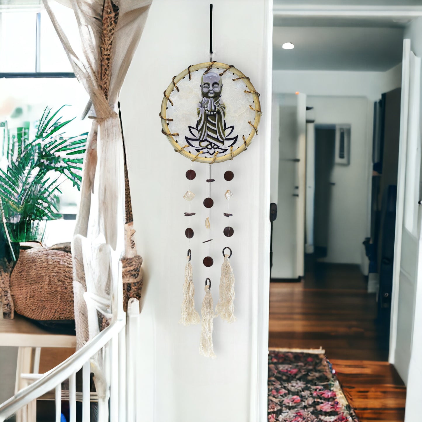 Namaste Jizo - Rattan Ring Capiz Chimes