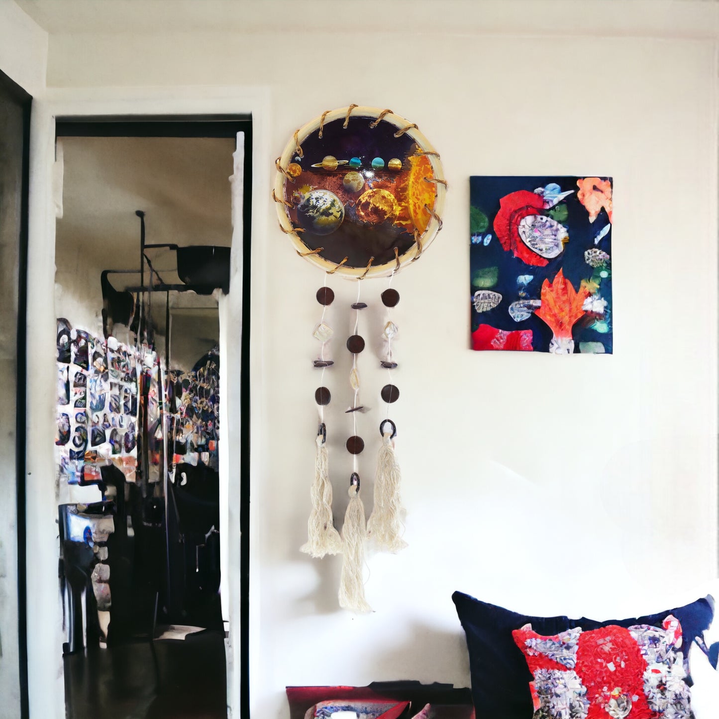 Solar System Rattan Ring Capiz Chime