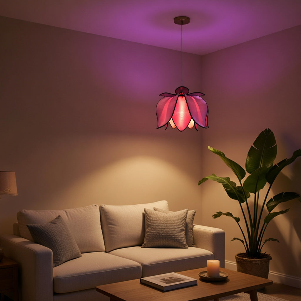 Hanging Blooming Lotus Lamp - Purple