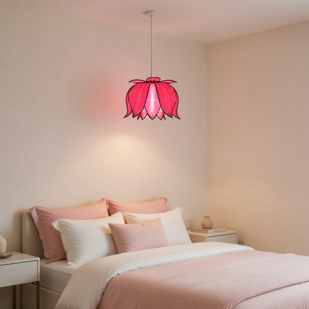 Hanging Blooming Lotus Lamp - Pink