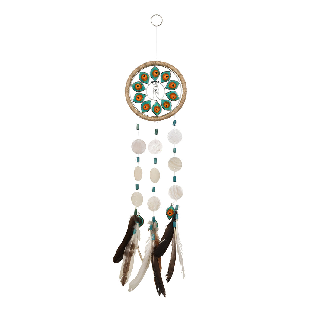 Capiz Dreamcatcher Chime - Peacock