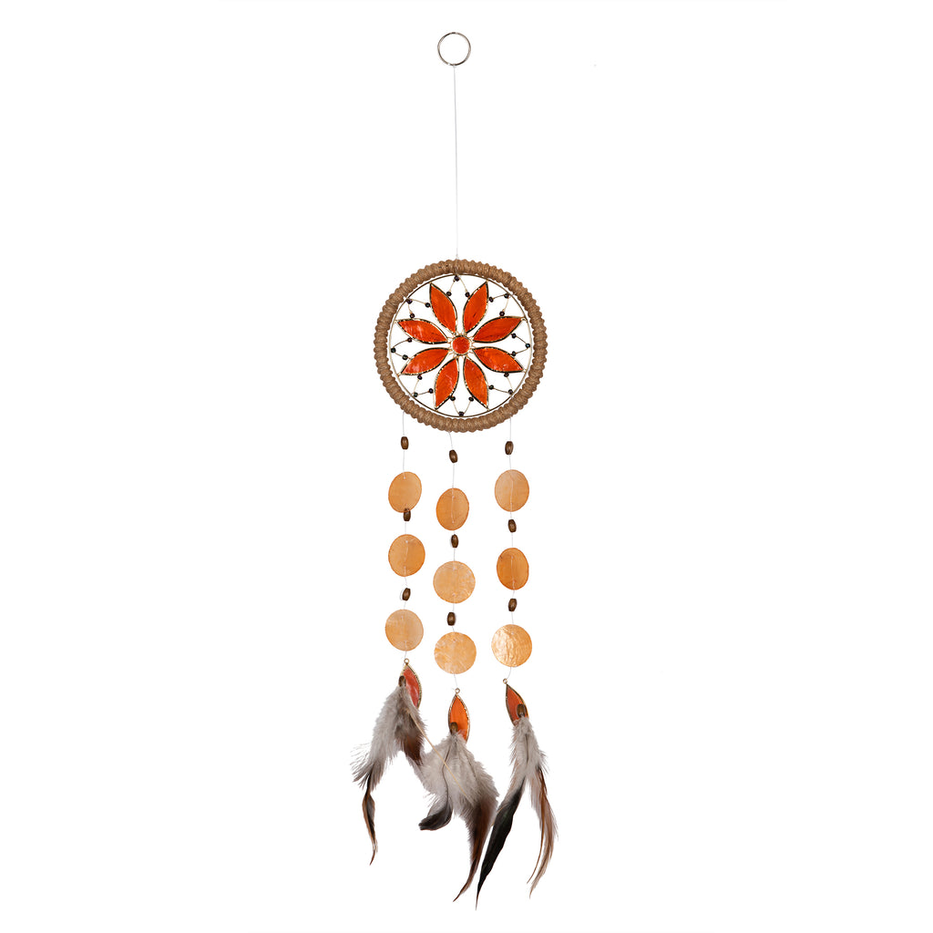 Capiz Chakra Flower Dreamcatcher Chime - Sacral Orange