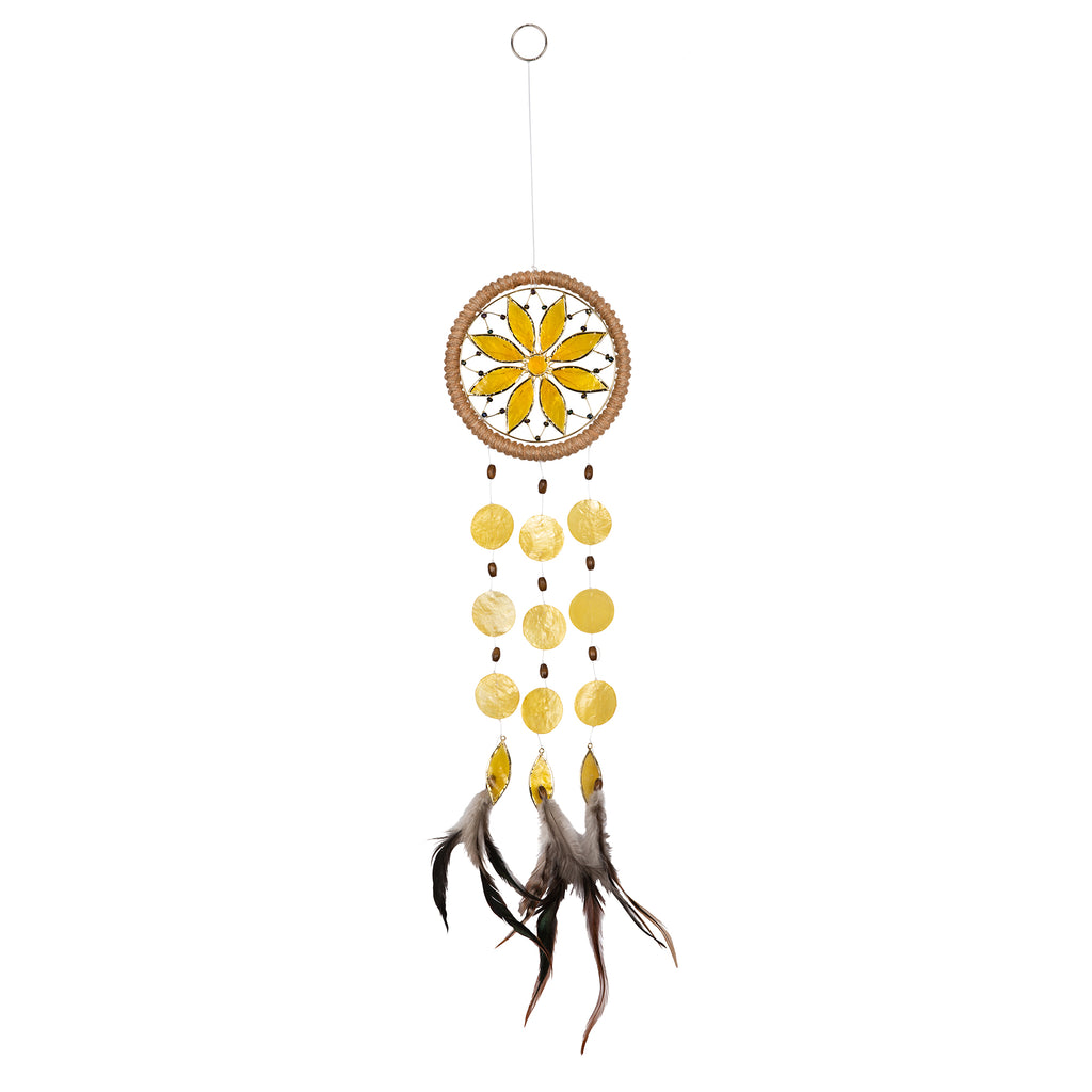 Capiz Chakra Flower Dreamcatcher Chime - Solar Plexus Yellow