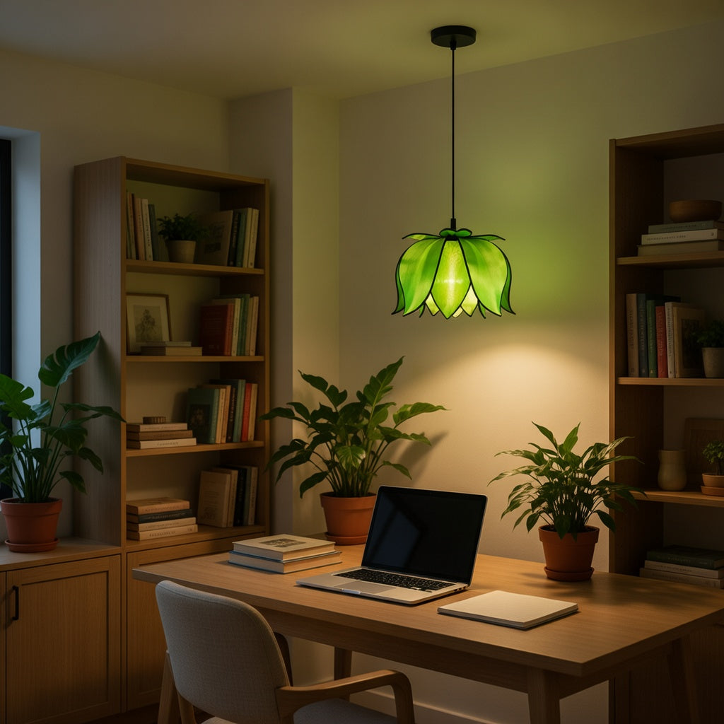 Hanging Blooming Lotus Lamp - Green