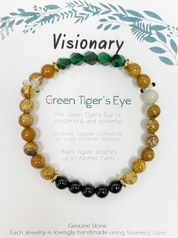 Stone Bracelet SS - Green Tiger's Eye