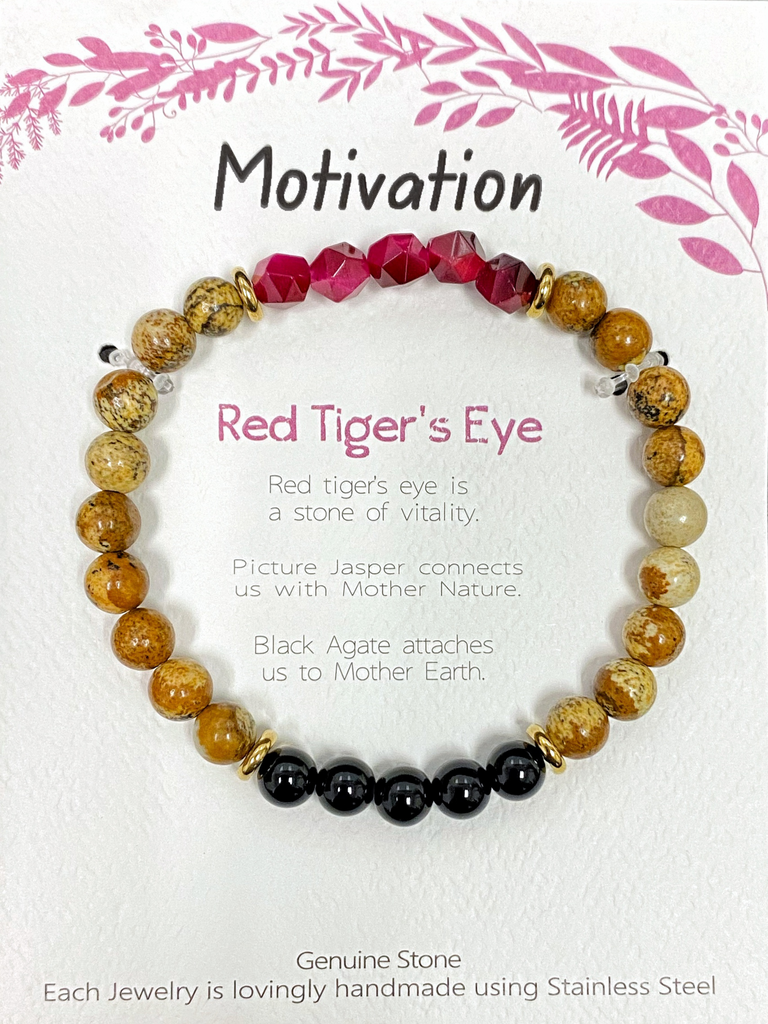 Stone Bracelet SS - Red Tiger's Eye