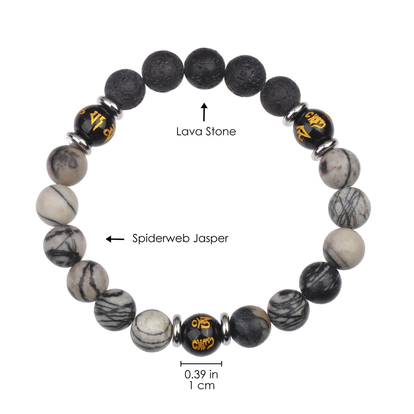 Mantra Healing Stones Bracelet in Spiderweb Jasper