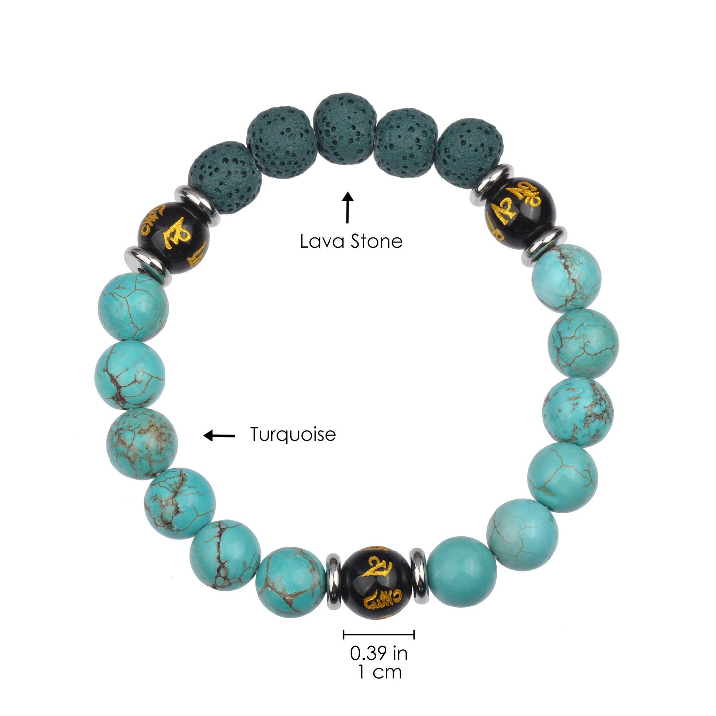 Mantra Healing Stones Bracelet in Turquoise