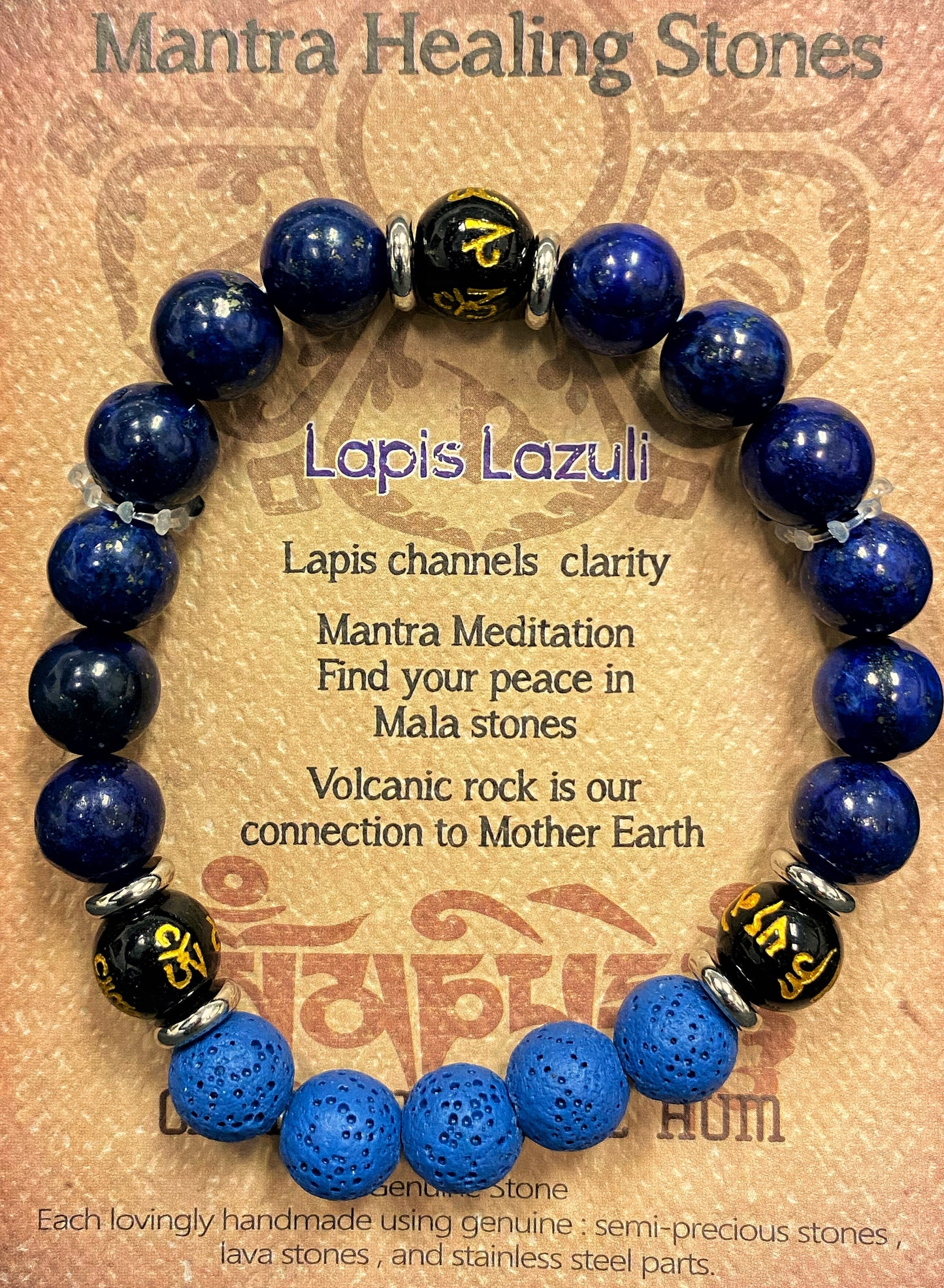Mantra Healing Stones Bracelet in Lapis Lazuli