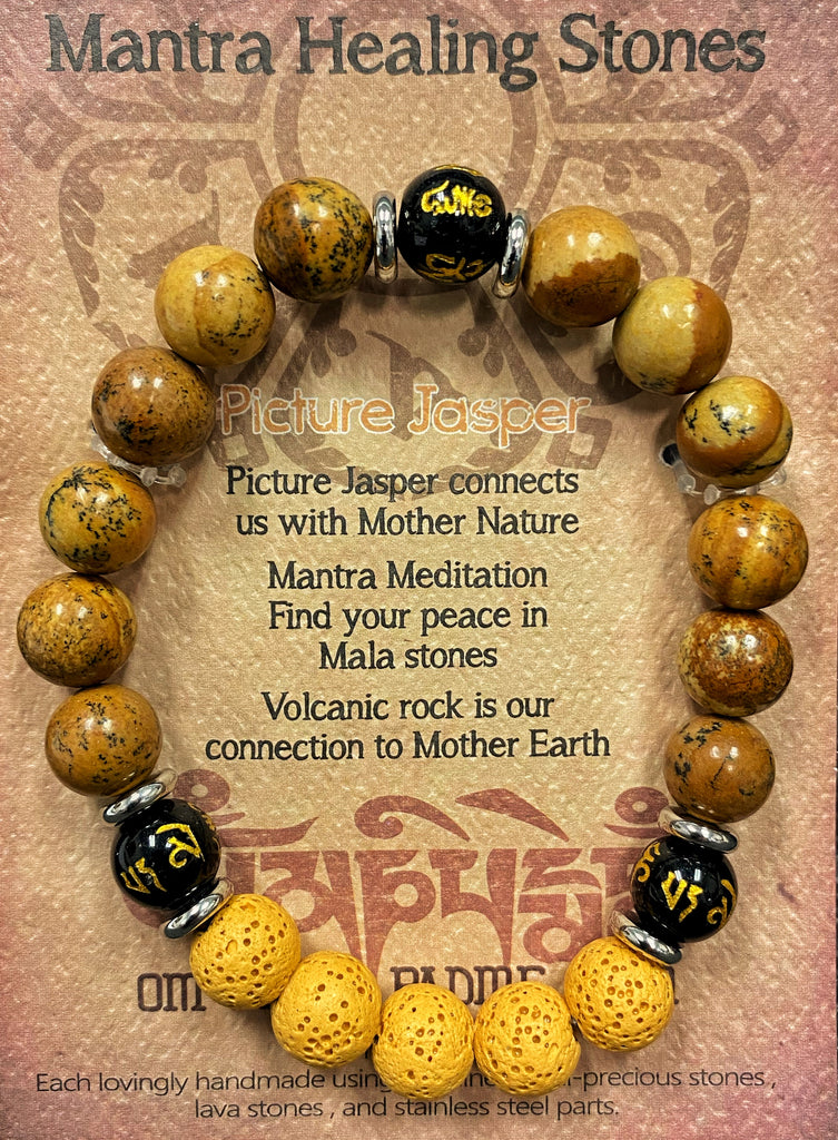 Mantra Healing Stones Bracelet in Picture Jasper