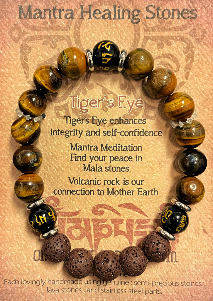 Mantra Healing Stones Bracelet in Tiger's Eye