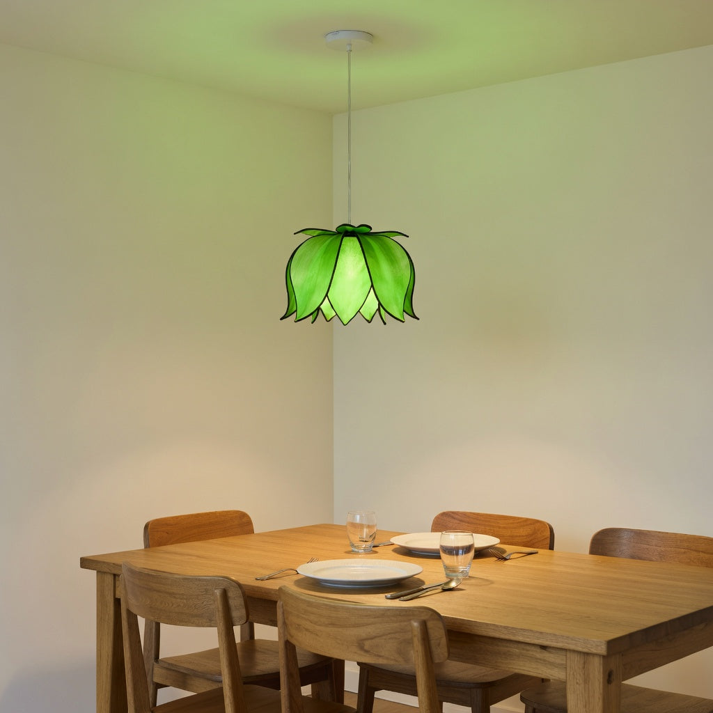 Hanging Blooming Lotus Lamp - Green