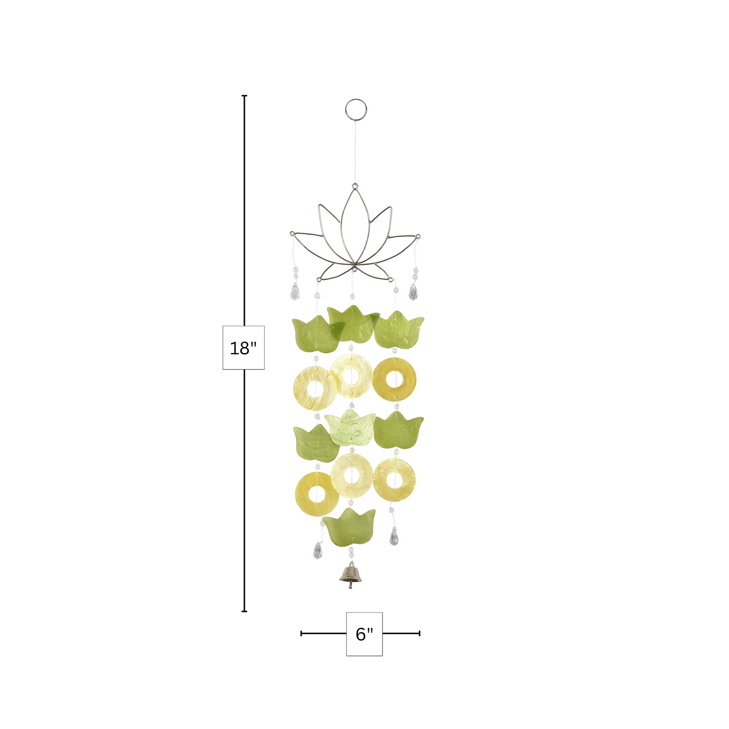 Capiz Lotus Wire Chime - Yellow