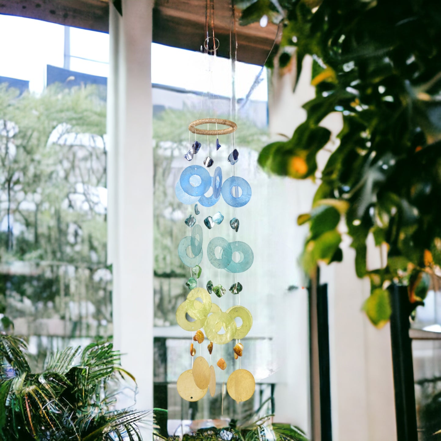 Capiz Chime Round - Blue / Green