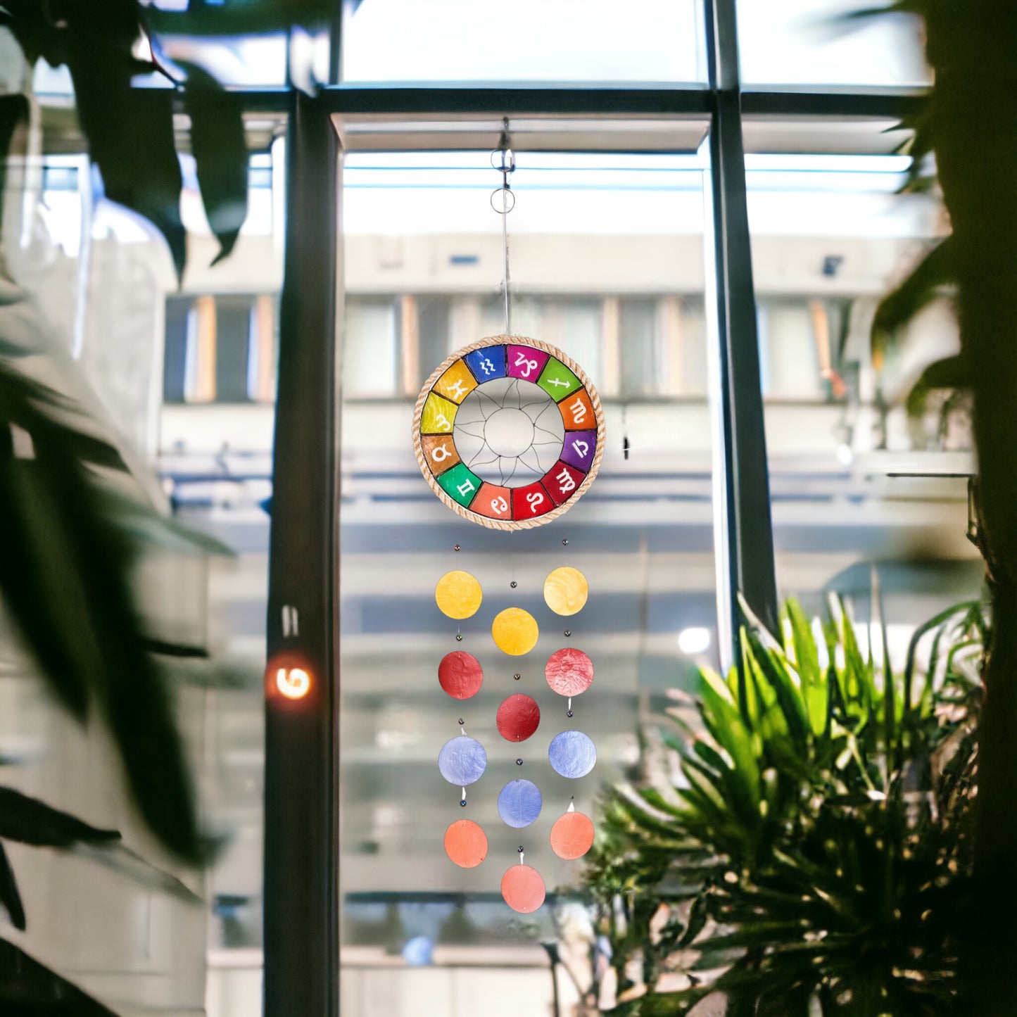 Capiz Chime Round Rope - Zodiac