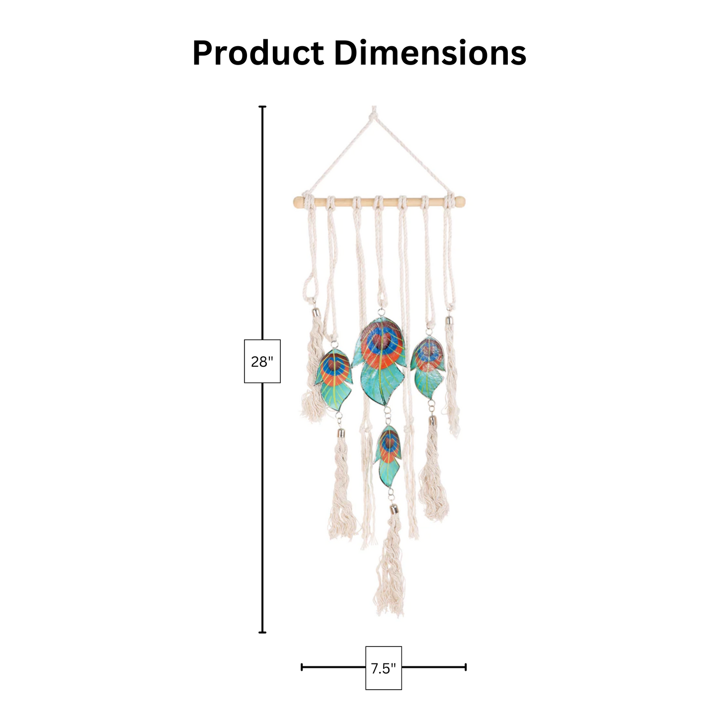 Capiz with Wood Rod Macramé - Feather & Arrow