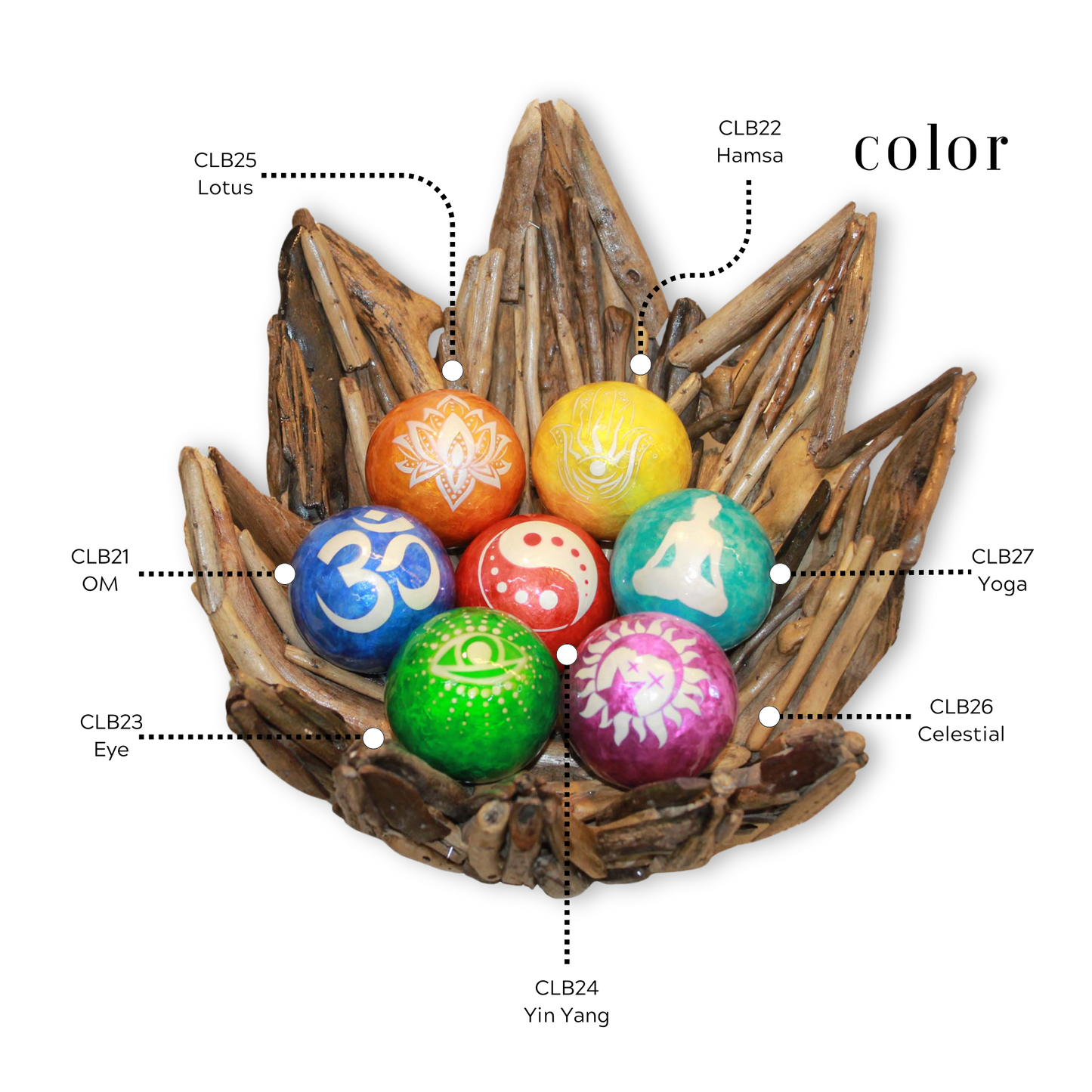 Capiz Laminated Balls - Color