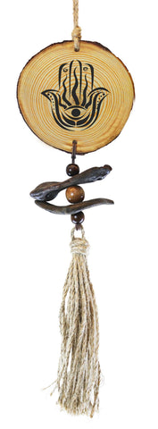 Hamsa Hanging Pine Slice