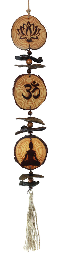 Triple Lotus-Ohm-Yoga Hanging Pine Slices