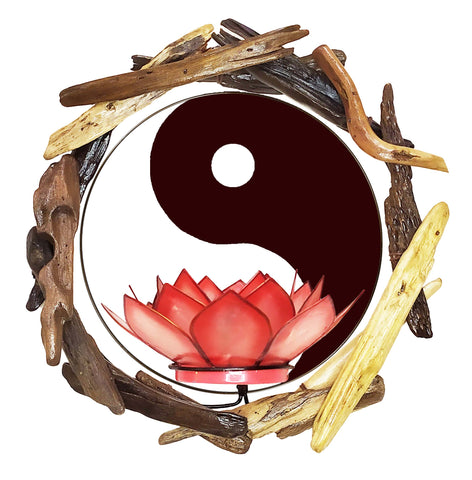 Driftwood Yin Yang Lotus Sconce