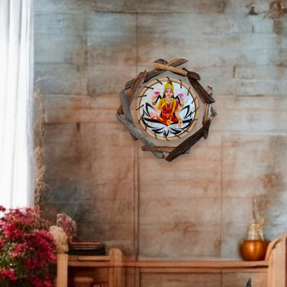 Laxmi - Driftwood Rattan Laminated Capiz Wall Art