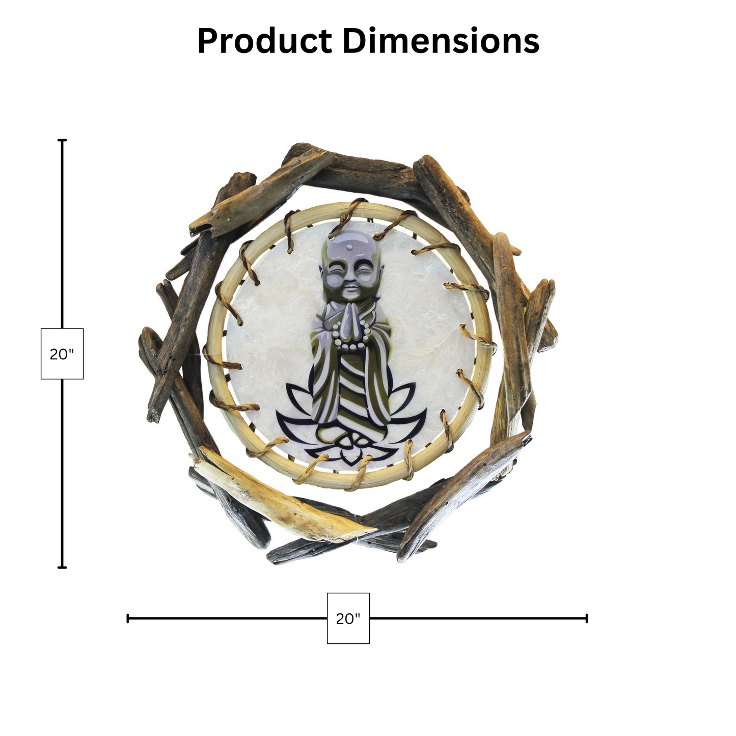 Namaste Jizo - Rattan and Driftwood Wall Art
