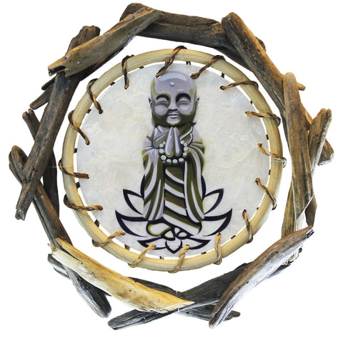 Namaste Jizo - Rattan and Driftwood Wall Art