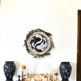 Yin Yang Fish Rattan and Driftwood Wall Art