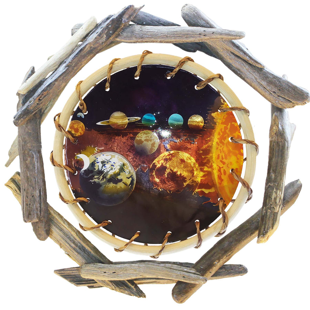 Solar System - Rattan and Driftwood Wall Art