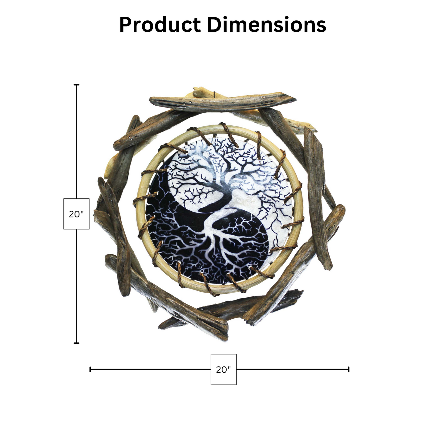 Yin Yang Tree of Life - Rattan and Driftwood Wall Art