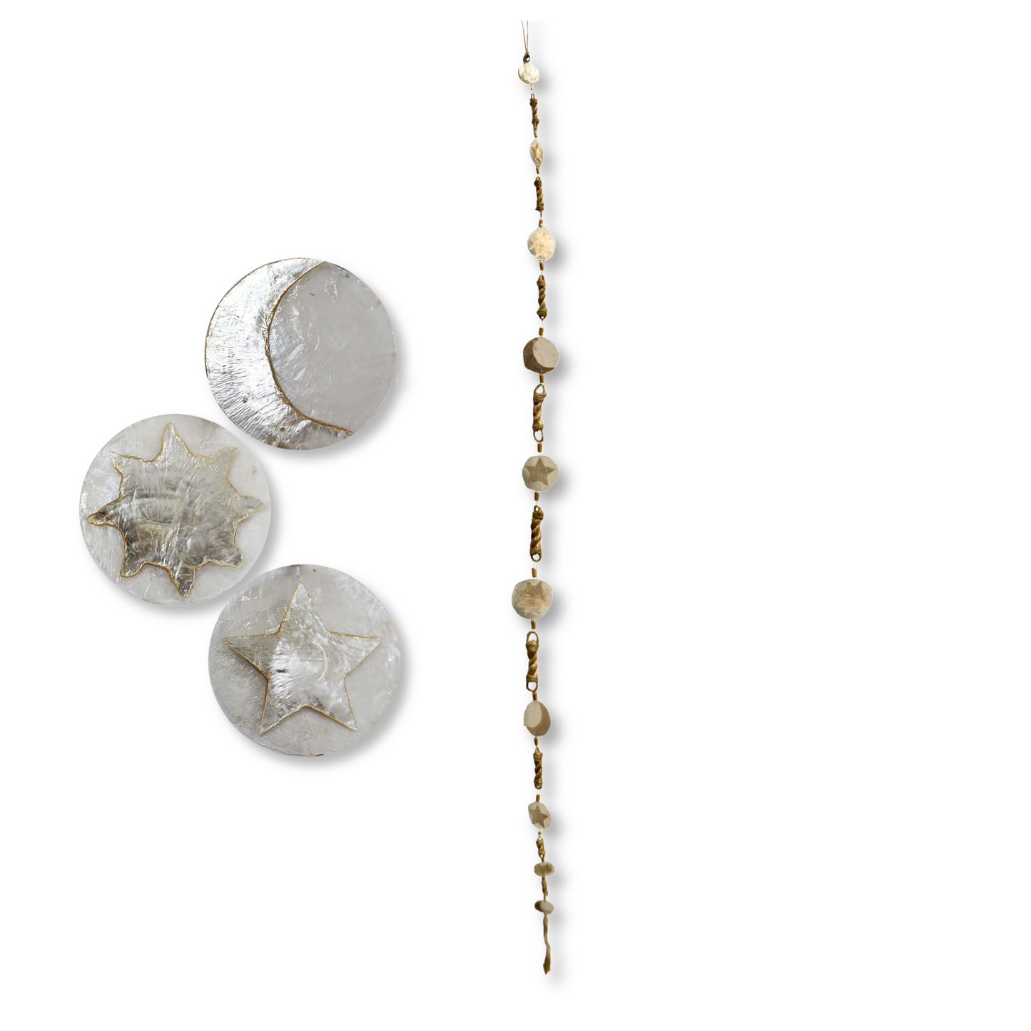 Sun Moon Star Abaca Rope Capiz Garland