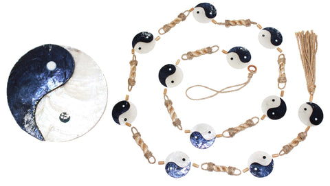 Abaca Rope Capiz Garland - Yin Yang