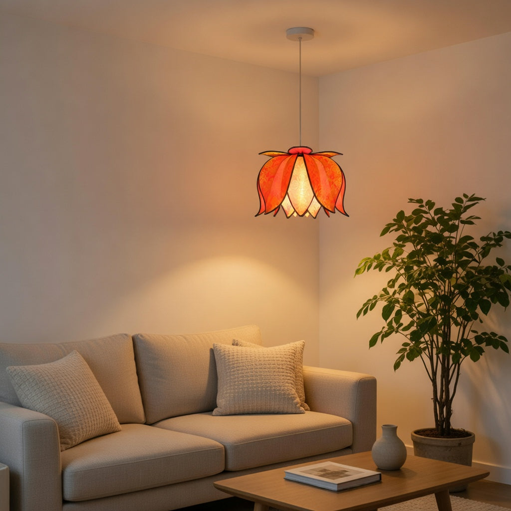 Hanging Blooming Lotus Lamp - Citrus